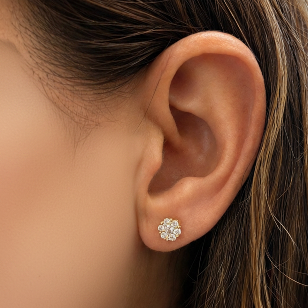 14k gold 0.67 ctw diamond round cluster earrings by Diamond Tales