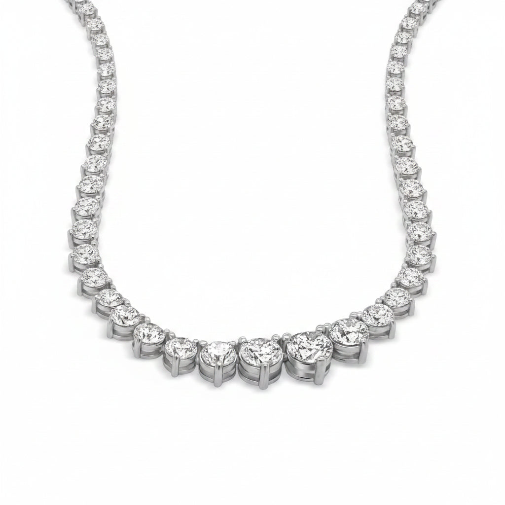 18k gold graduated diamond necklace with 13.19 ctw round brilliant diamonds by Diamond Tales