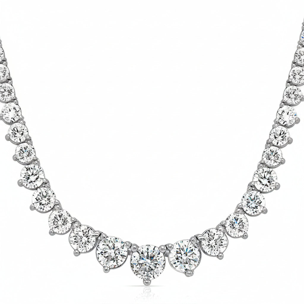 18k gold graduated diamond necklace with 13.19 ctw round brilliant diamonds by Diamond Tales