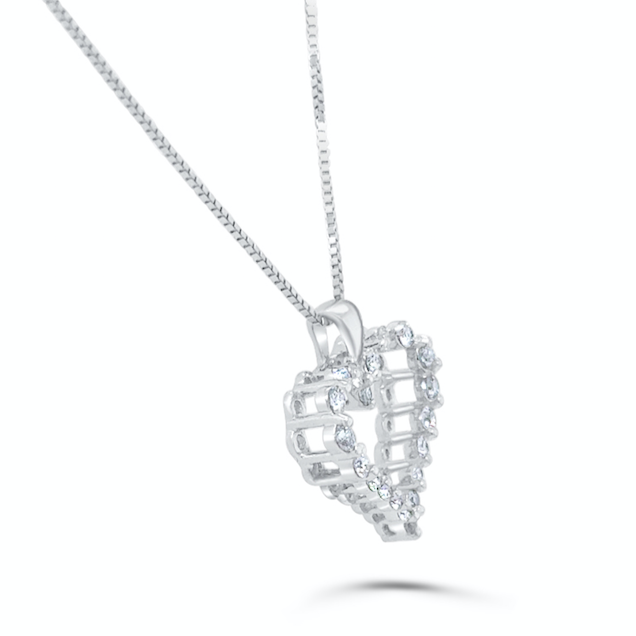 14k white gold heart pendant necklace with 0.19 cts of diamonds