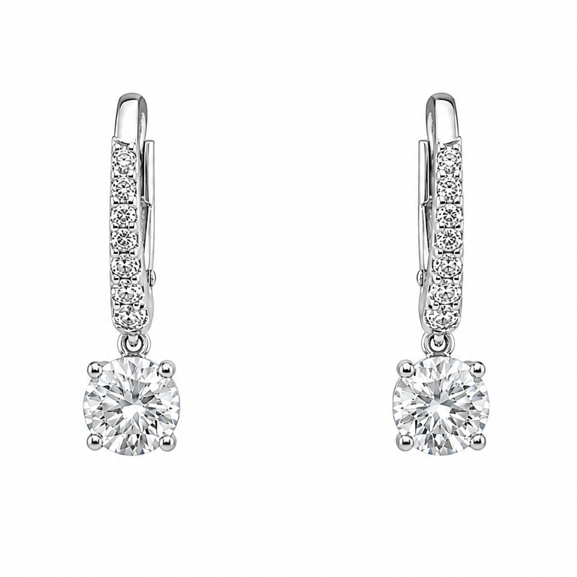 14k white gold lab diamond mini hoop earrings with 2.20 ct total lab grown diamonds