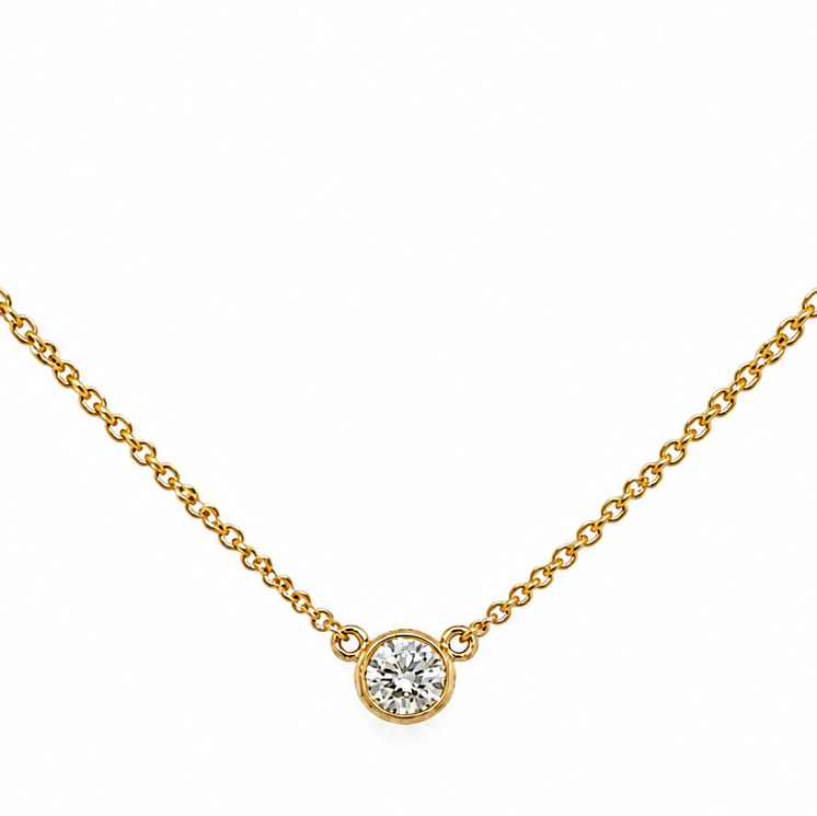 14k yellow gold pendant necklace with 0.14 ct natural diamond