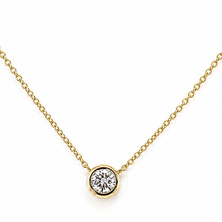 14k yellow gold pendant necklace with 0.19 ct natural diamond