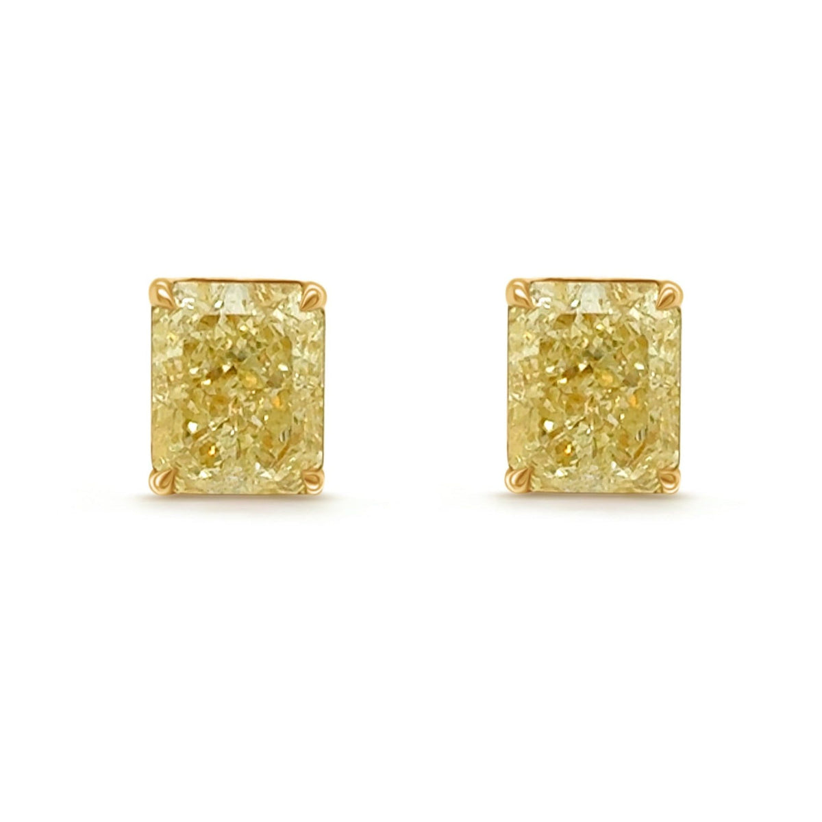 18k yellow gold stud earrings with 4.10 ctw GIA-certified fancy yellow diamonds