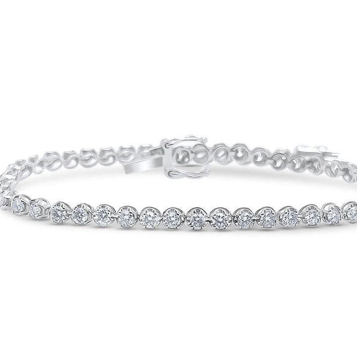 14k white gold tennis bracelet with 58 round brilliant diamonds totaling 2.00 ctw by Diamond Tales