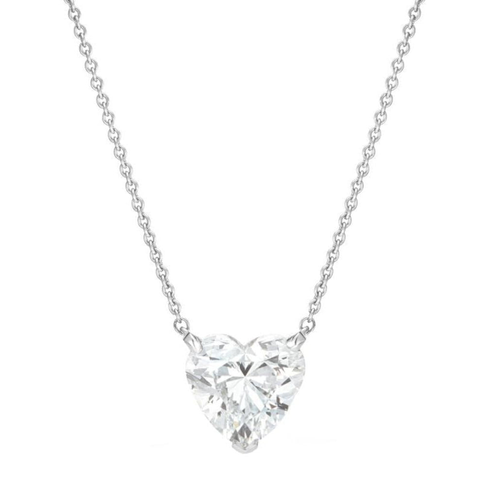 Platinum necklace with 3.02 ctw heart-shaped diamond by Diamond Tales