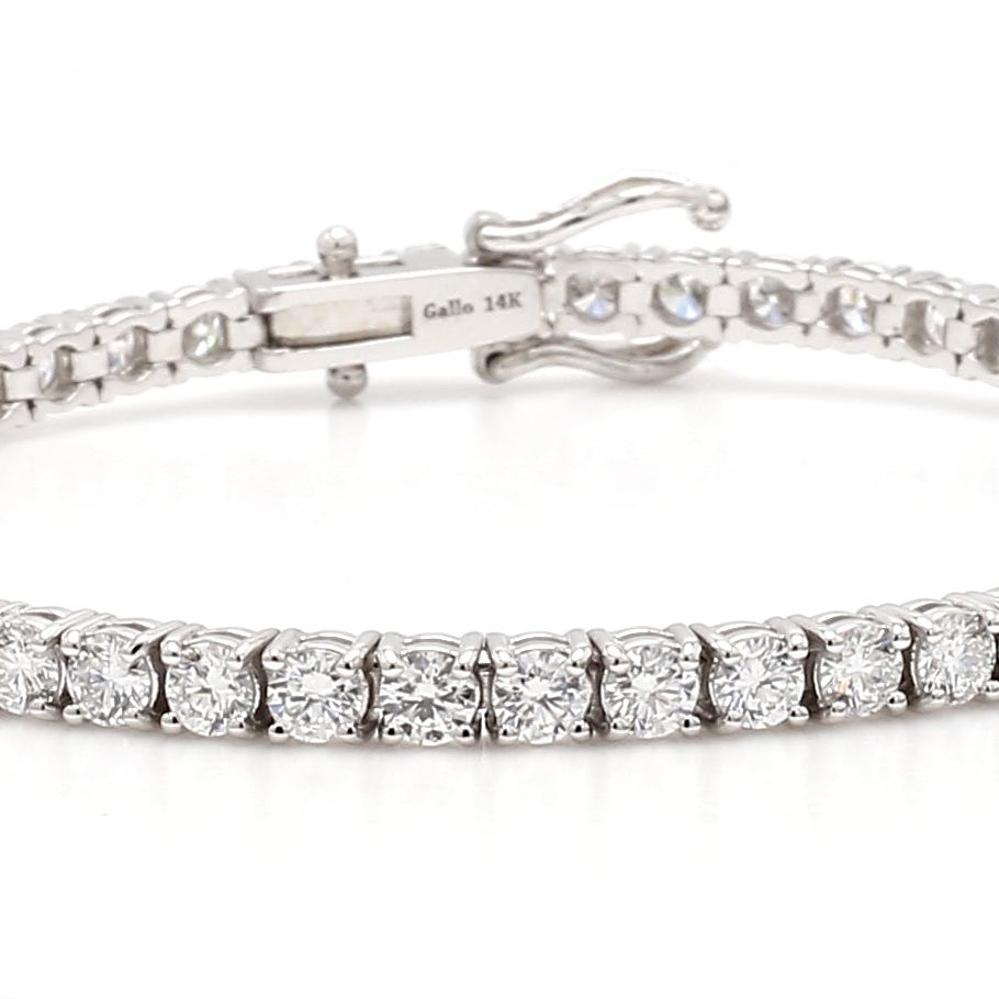 Lab grown round diamond tennis bracelet set in 14k white gold