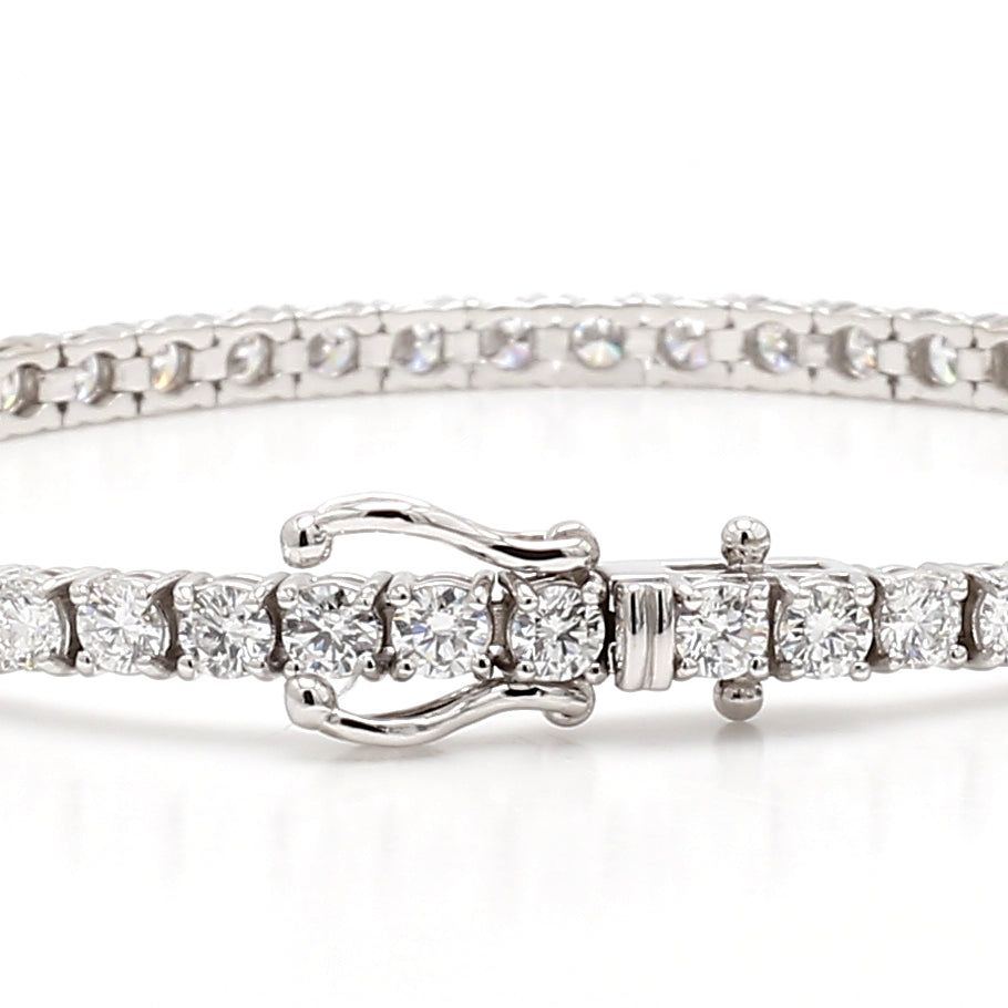 Lab grown round diamond tennis bracelet set in 14k white gold
