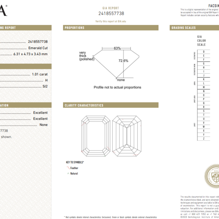 Platinum solitaire ring with 1.01ct GIA-certified emerald-cut diamond