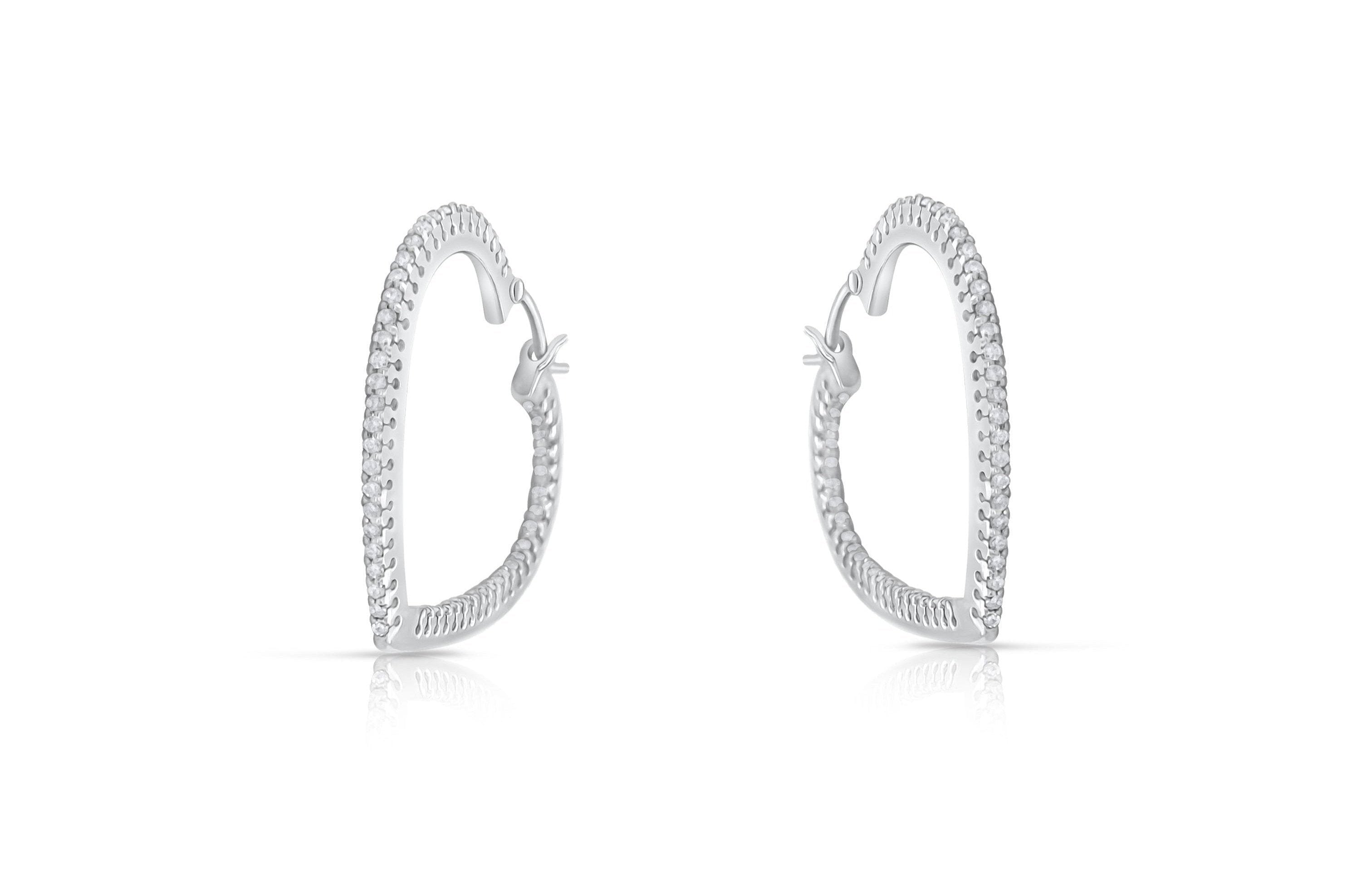Earrings 18k Gold Heart Shape & Diamonds Hoops