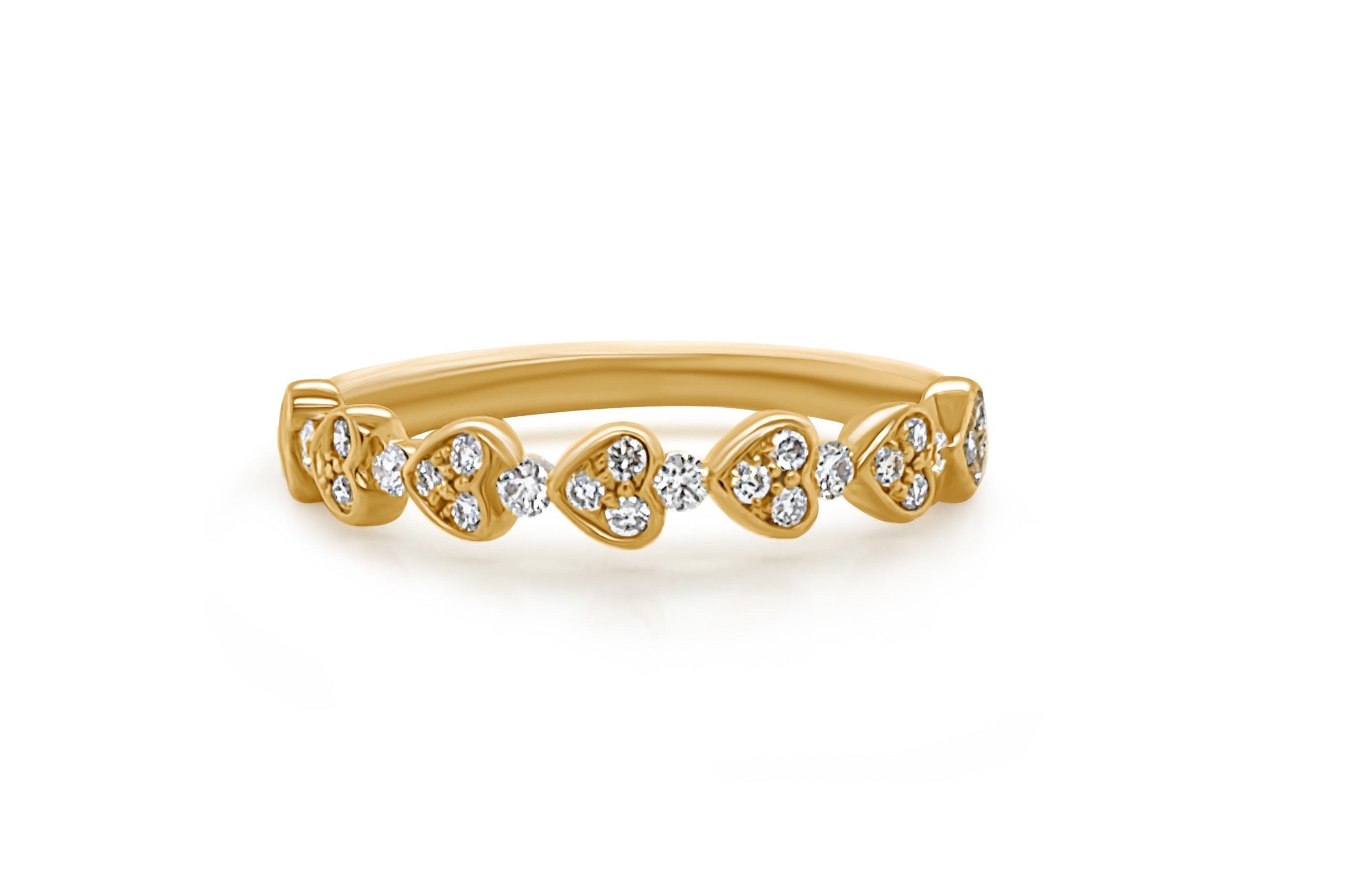 Ring 18k Yellow Gold 7 Hearts & Diamonds