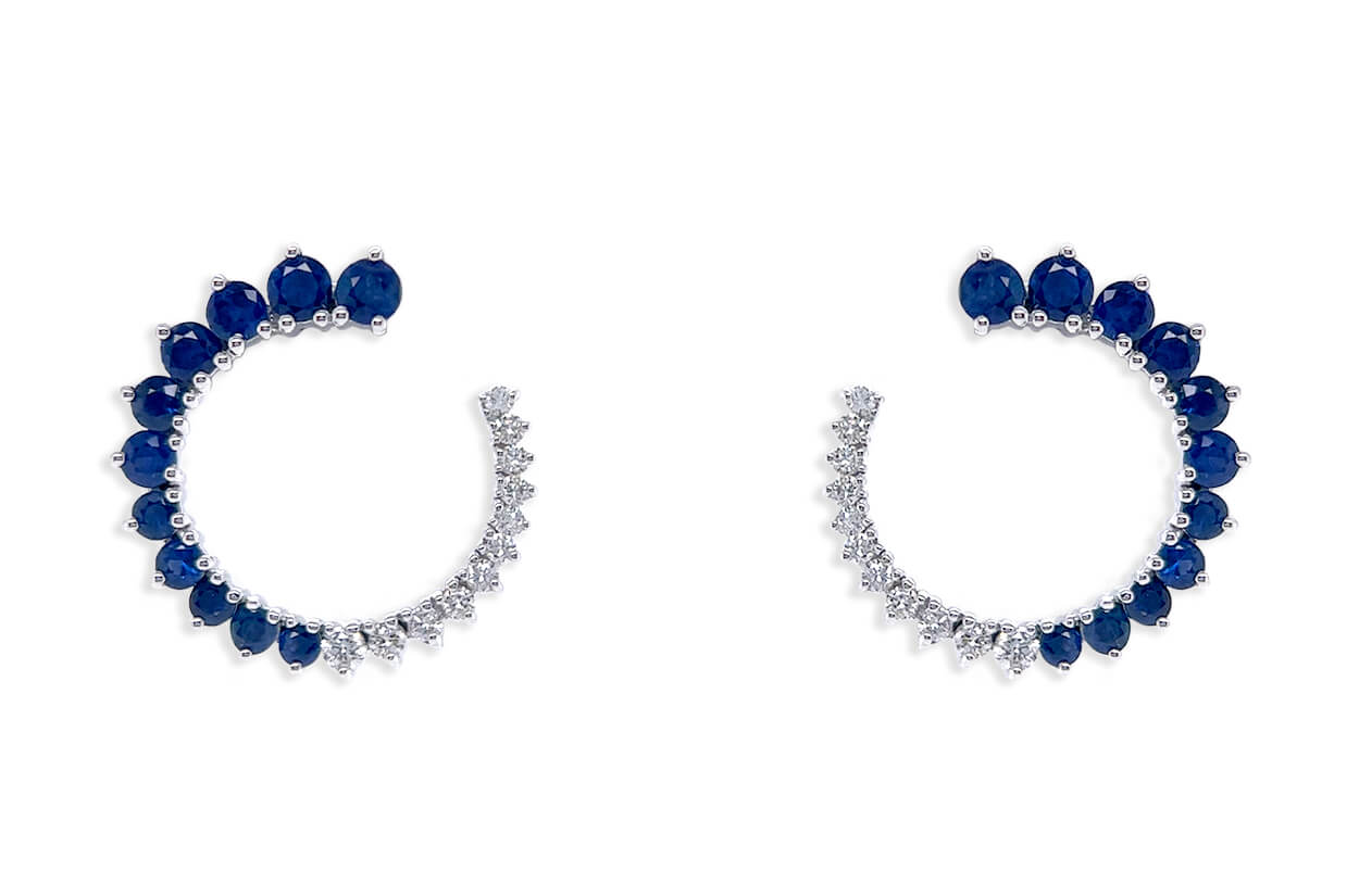 Earrings 18kt Gold Open Circle Gems & Diamonds Studs