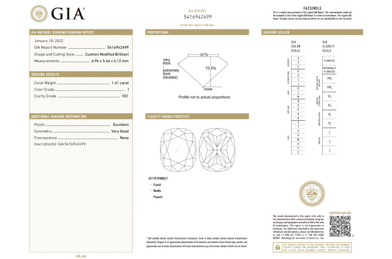 Ring Platinum GIA Modified Cushion Diamond & Pave