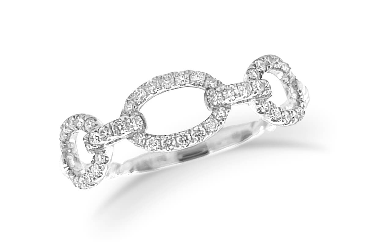 Ring 18kt Gold Solid Chain & Diamonds