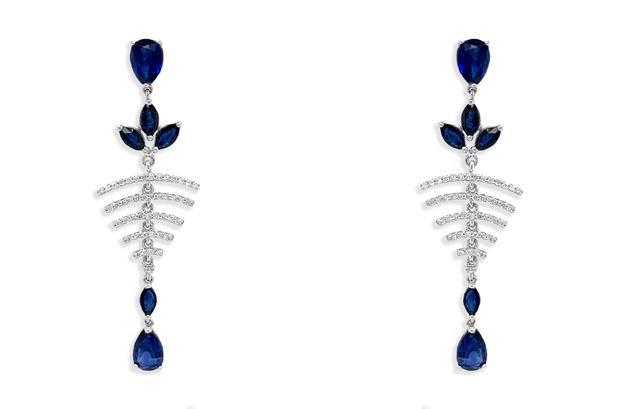 Earrings 18kt Gold Kyanite Sapphires & Diamonds Drops