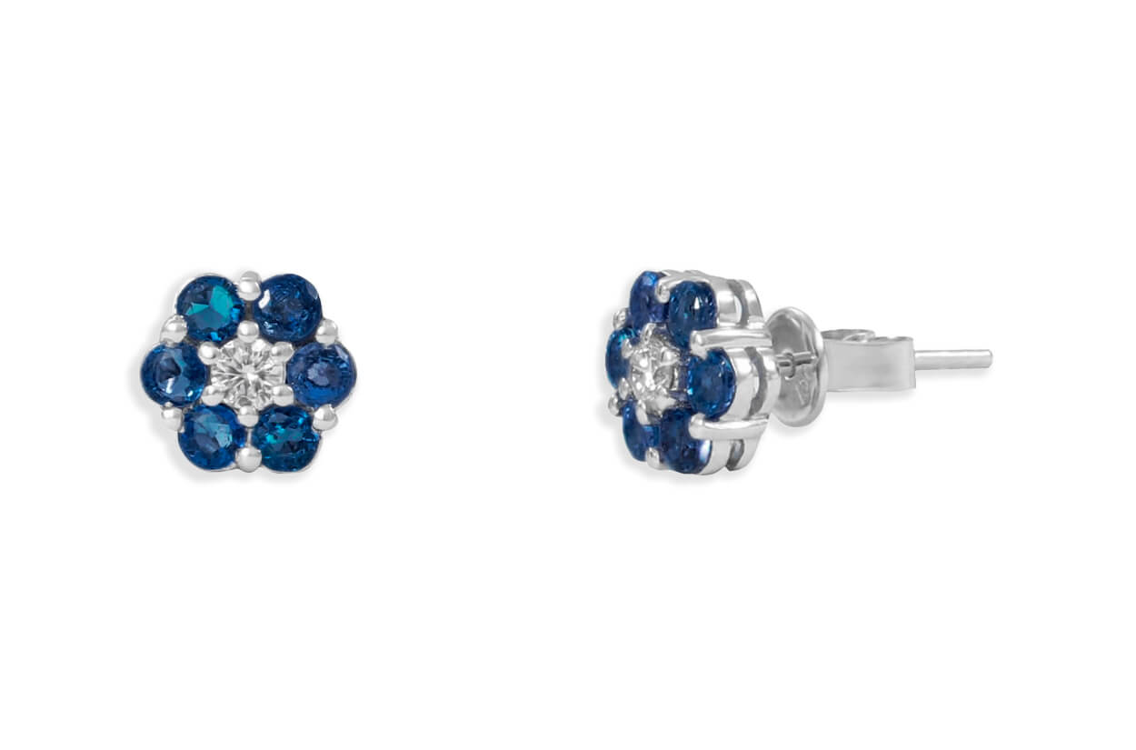 Earrings 18kt Gold Petite Flowers Gemstones & Diamonds Studs