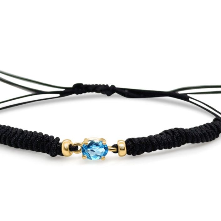 14k gold birthstone bracelet December blue topaz