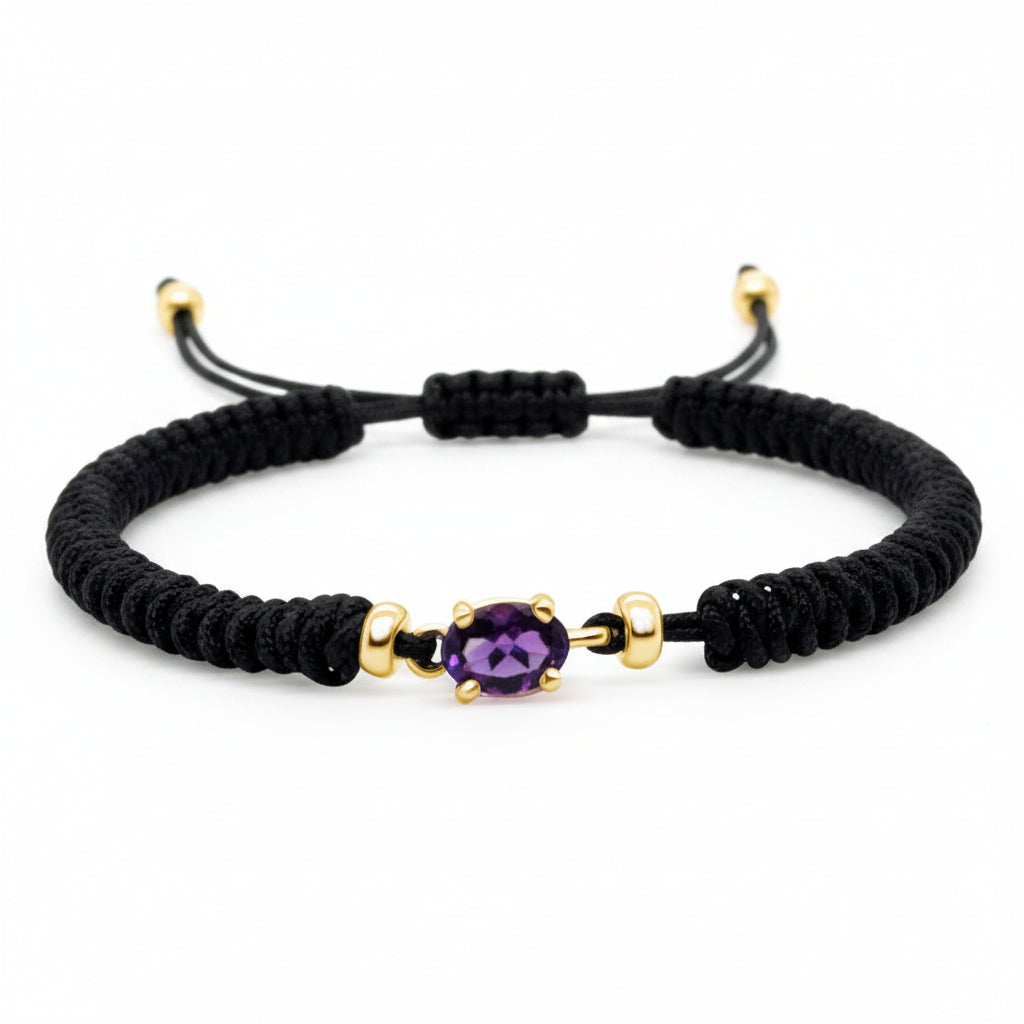 14k gold birthstone bracelet February amethyst