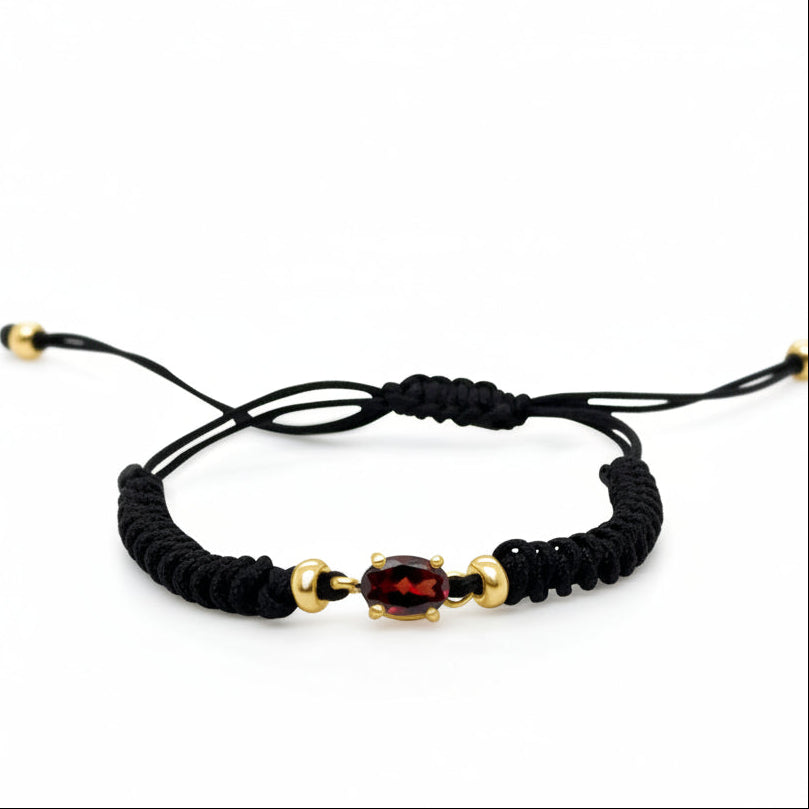 14k gold birthstone bracelet January garnet