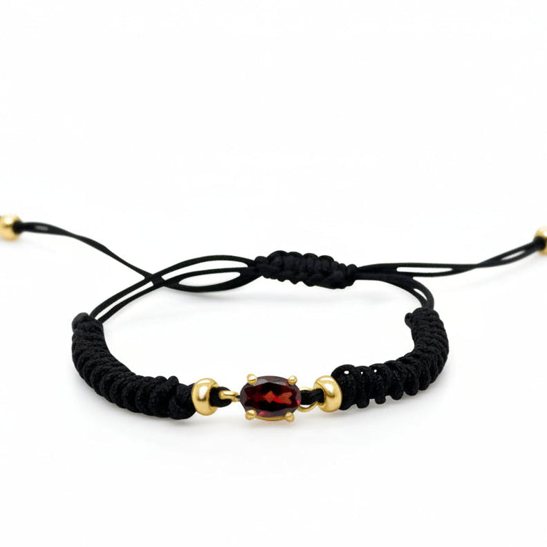 14k gold birthstone bracelet January garnet