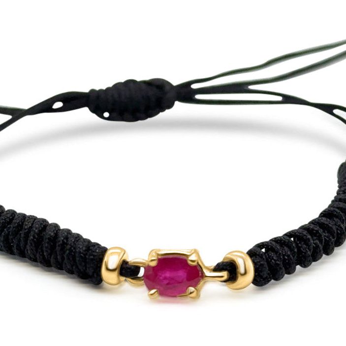 14k gold birthstone bracelet July ruby