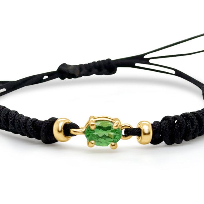 14k gold birthstone bracelet May emerald
