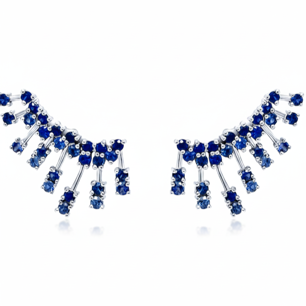 Sapphire climber earrings in 14k gold – Diamond Tales