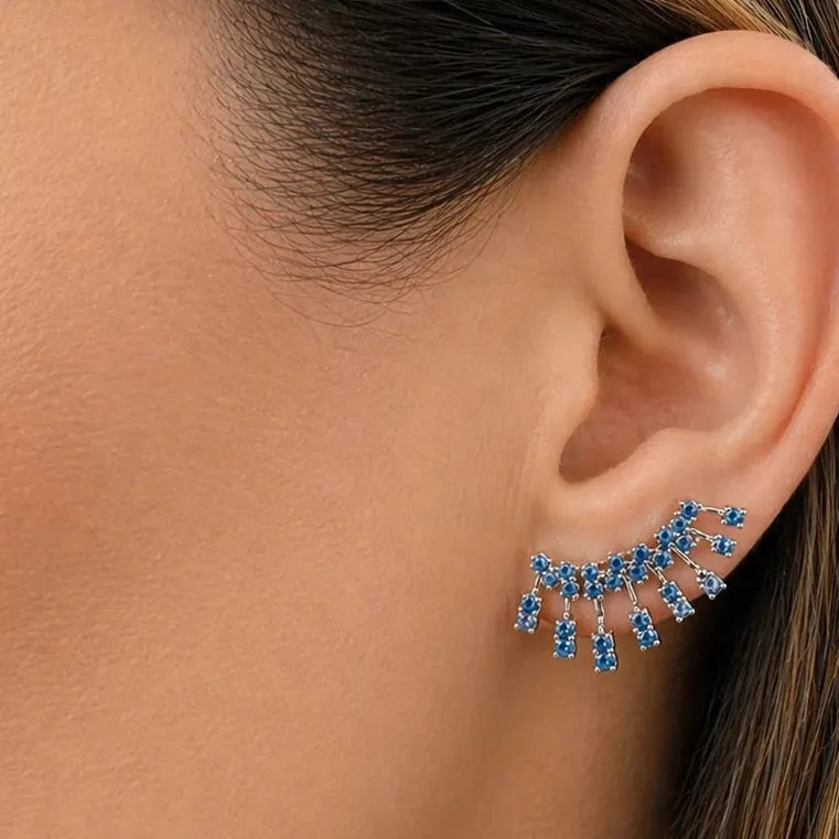 Sapphire climber earrings in 14k gold – Diamond Tales