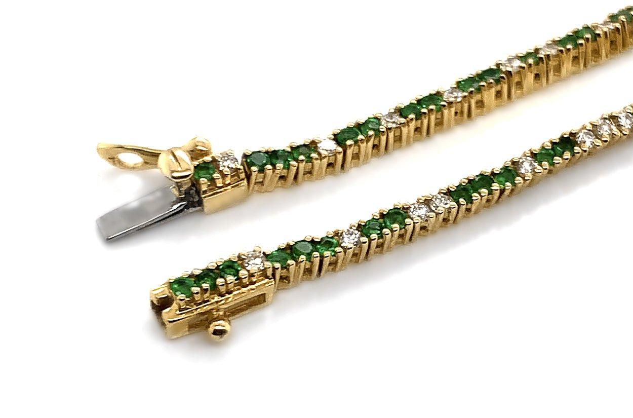 Bracelet 14kt Gold Petite Tennis Emeralds & Diamonds - Diamond Tales Fine Jewelry