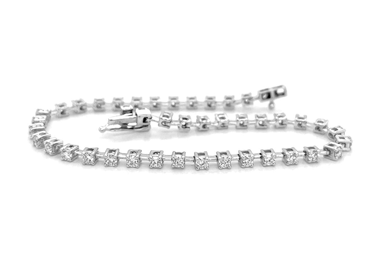 Bracelet 18kt White Gold & Four Prongs Diamonds Tennis - Diamond Tales Fine Jewelry