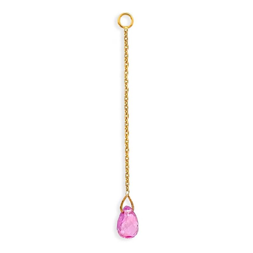18k yellow gold stud earrings with detachable gemstone chain back