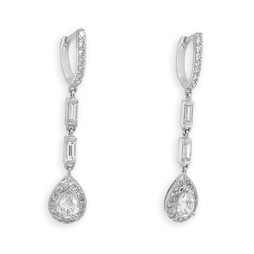 18k gold classic dangle earrings with mixed-cut diamonds