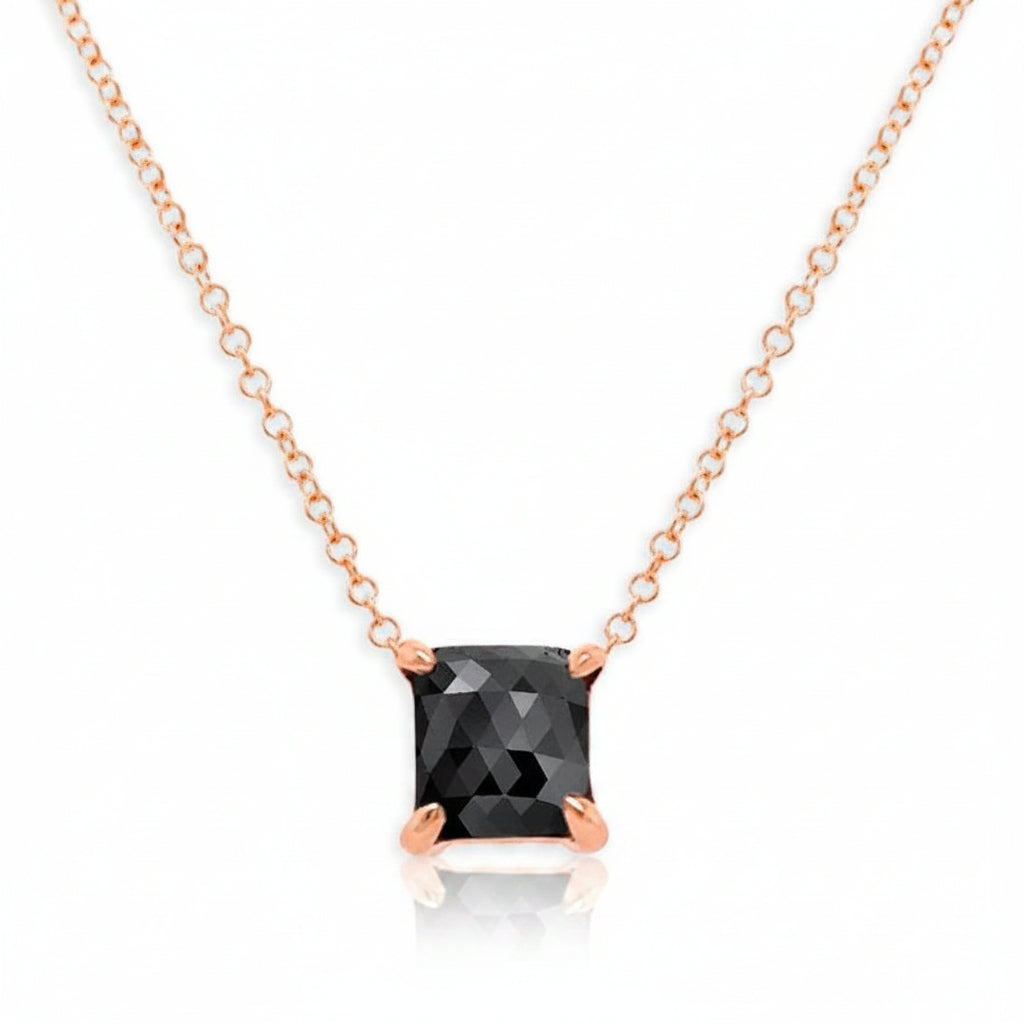 18k gold necklace with 1.02 ct cushion-cut black diamond pendant
