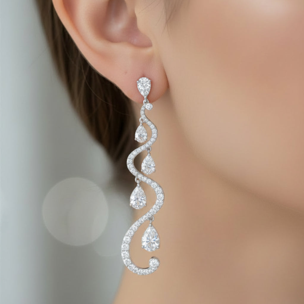 18k gold chandelier earrings with cascading diamond layers