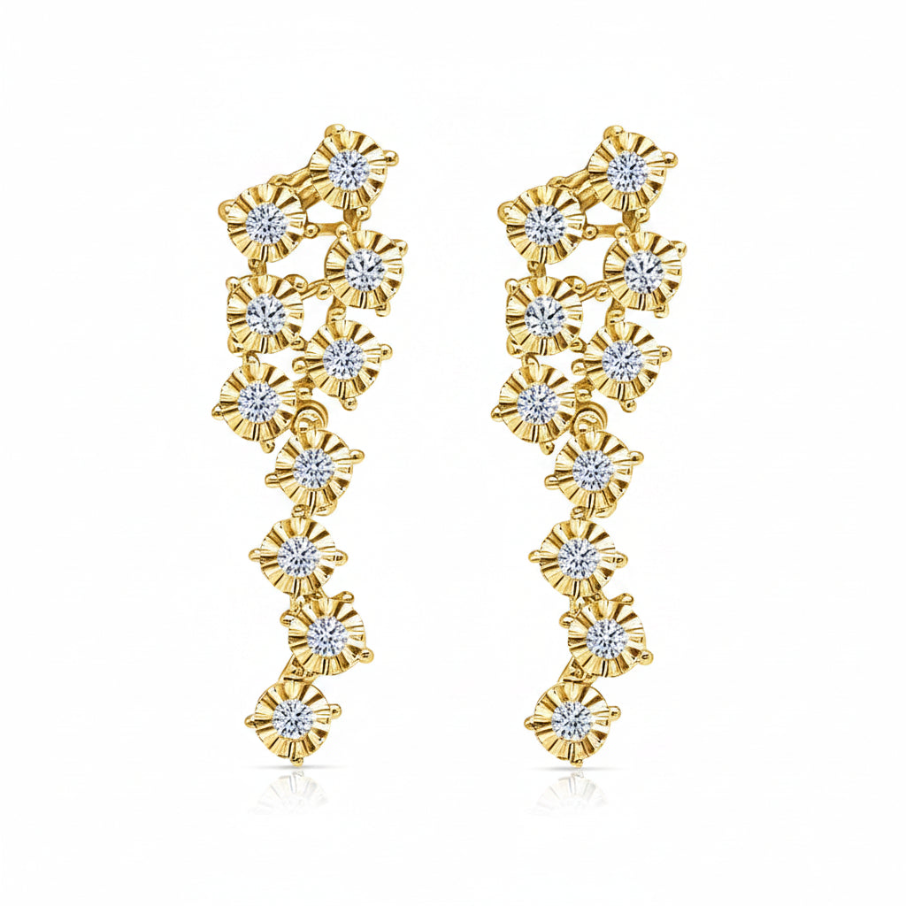 18k yellow gold drop earrings with diamonds totaling 0.36 carats