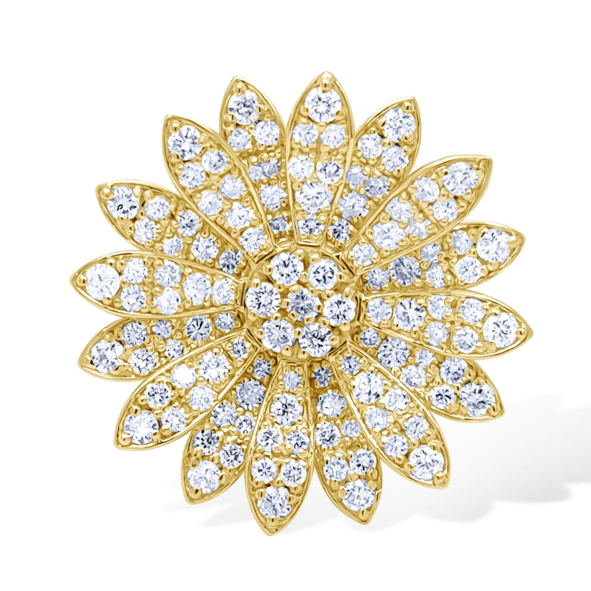 Floral round diamond stud earrings in 18k yellow gold – Diamond Tales