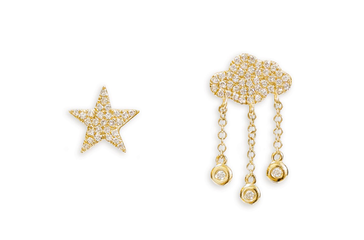 Earrings 14kt Gold Star & Cloud Studs - Diamond Tales Fine Jewelry