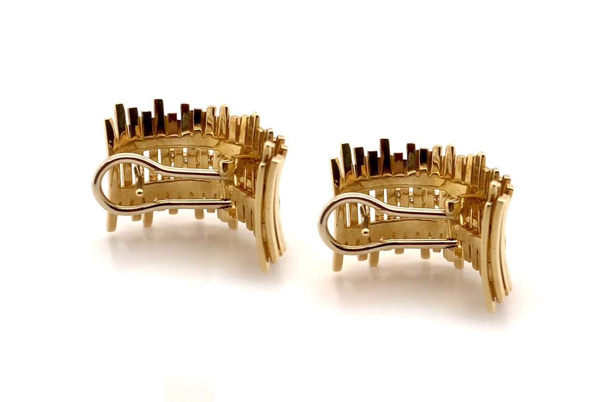 Earrings 18kt Gold Studs & Round Diamonds Drop - Diamond Tales Fine Jewelry