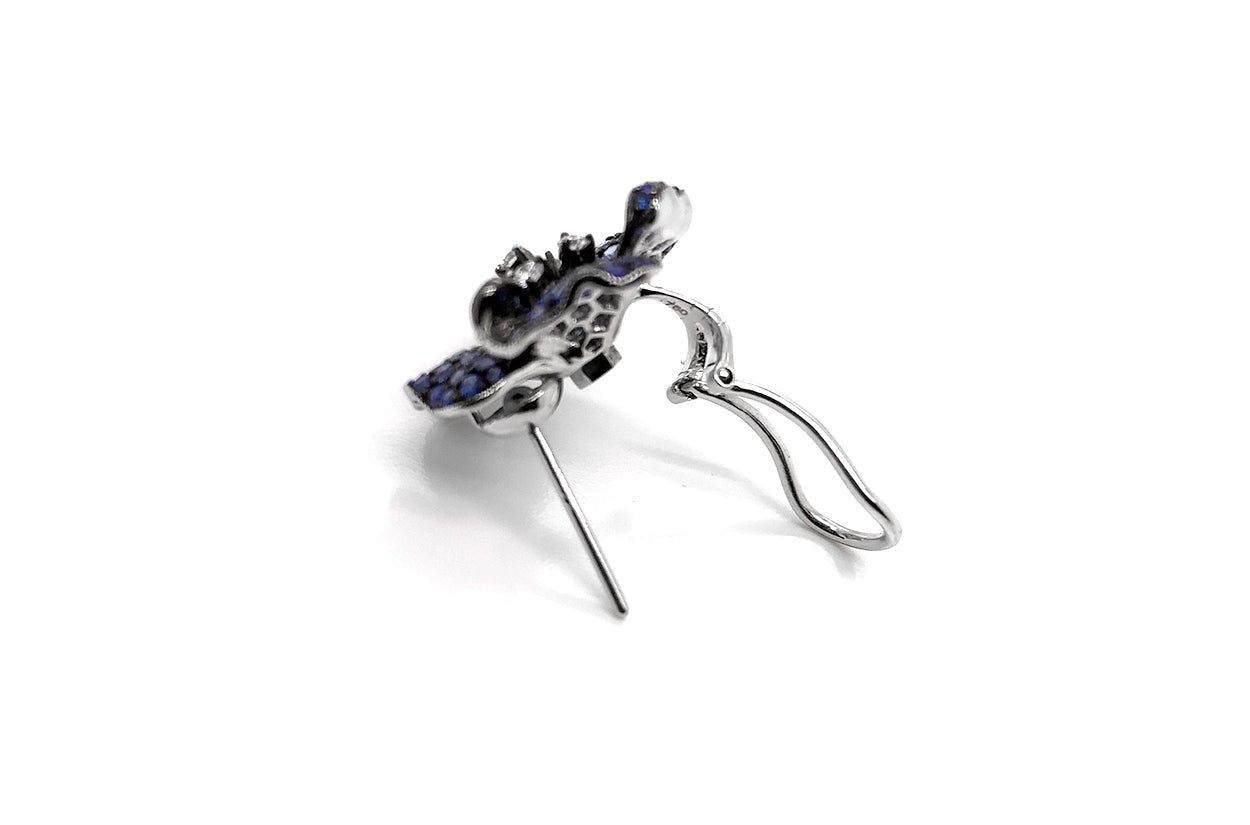 Earrings Flowers with Blue Sapphires Degrade & Diamonds - Diamond Tales Fine Jewelry