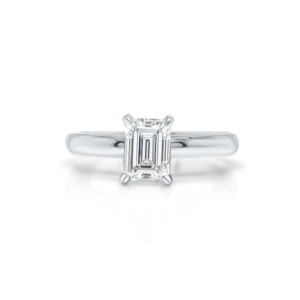 Platinum solitaire ring with 1.01ct GIA-certified emerald-cut diamond