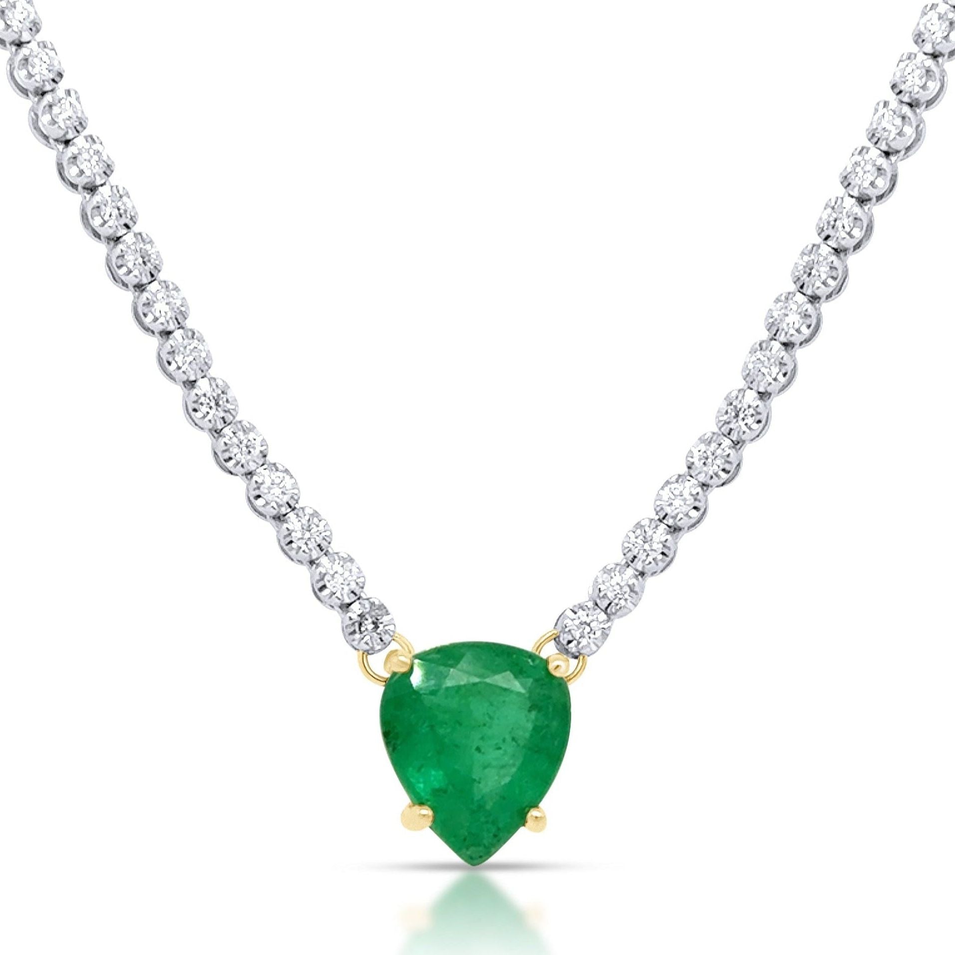 Heart emerald pendant tennis necklace in 18k gold – Diamond Tales