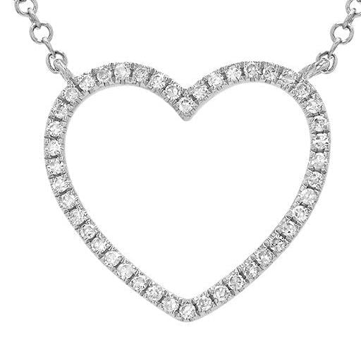 large diamond heart pendant necklace in 14k gold with diamond accents