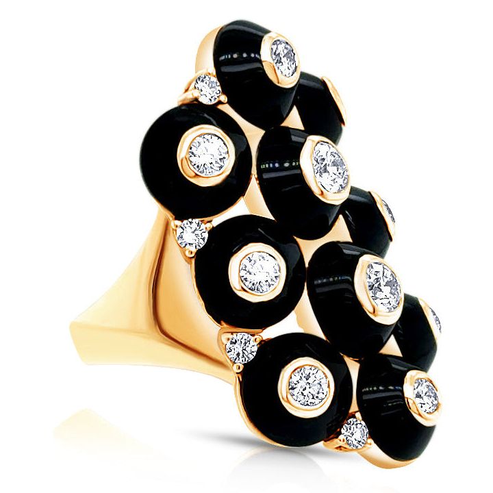 maria canale pyramide black onyx and diamond ring in 18k yellow gold