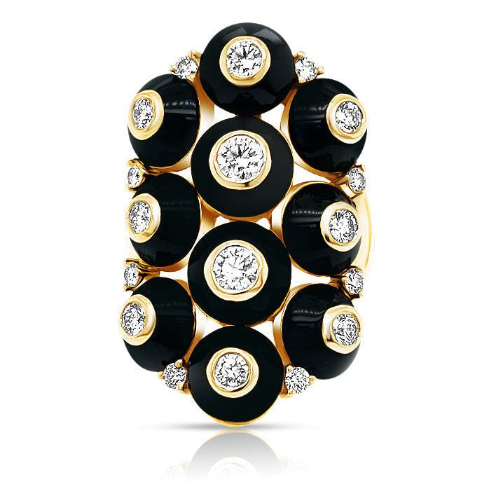 maria canale pyramide black onyx and diamond ring in 18k yellow gold