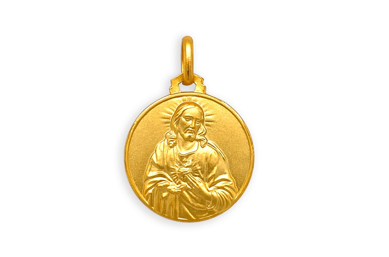 Medal 18kt Solid Gold Scapular Sacro Cuore & Lady of Mount Carmen Pendant - Diamond Tales Fine Jewelry
