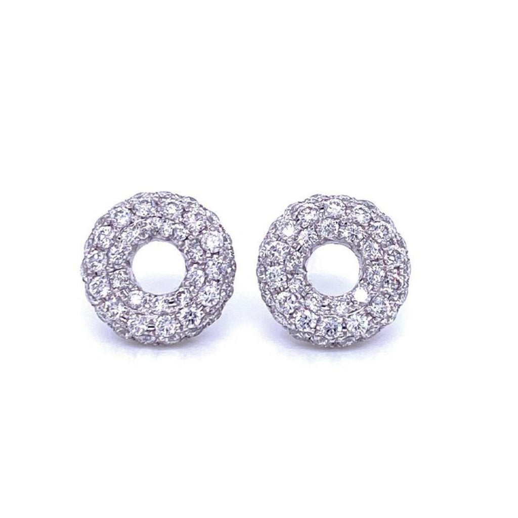 18k white gold Orbit earrings with circular design and 1.15 cts of diamonds