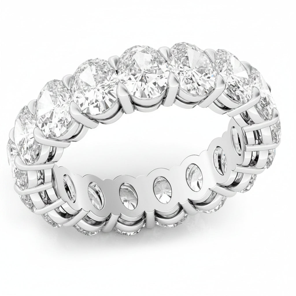 platinum eternity band with oval-cut diamonds totaling 4.54 cts
