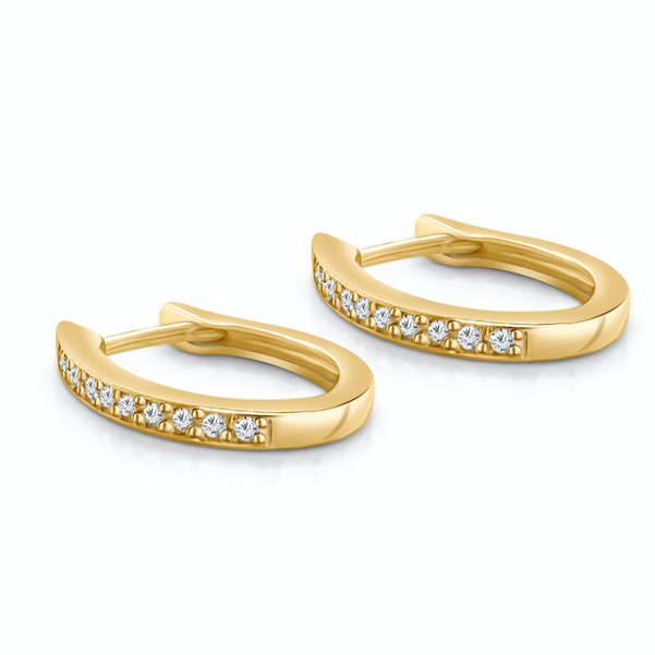 14k yellow gold oval diamond hoop earrings by Diamond Tales