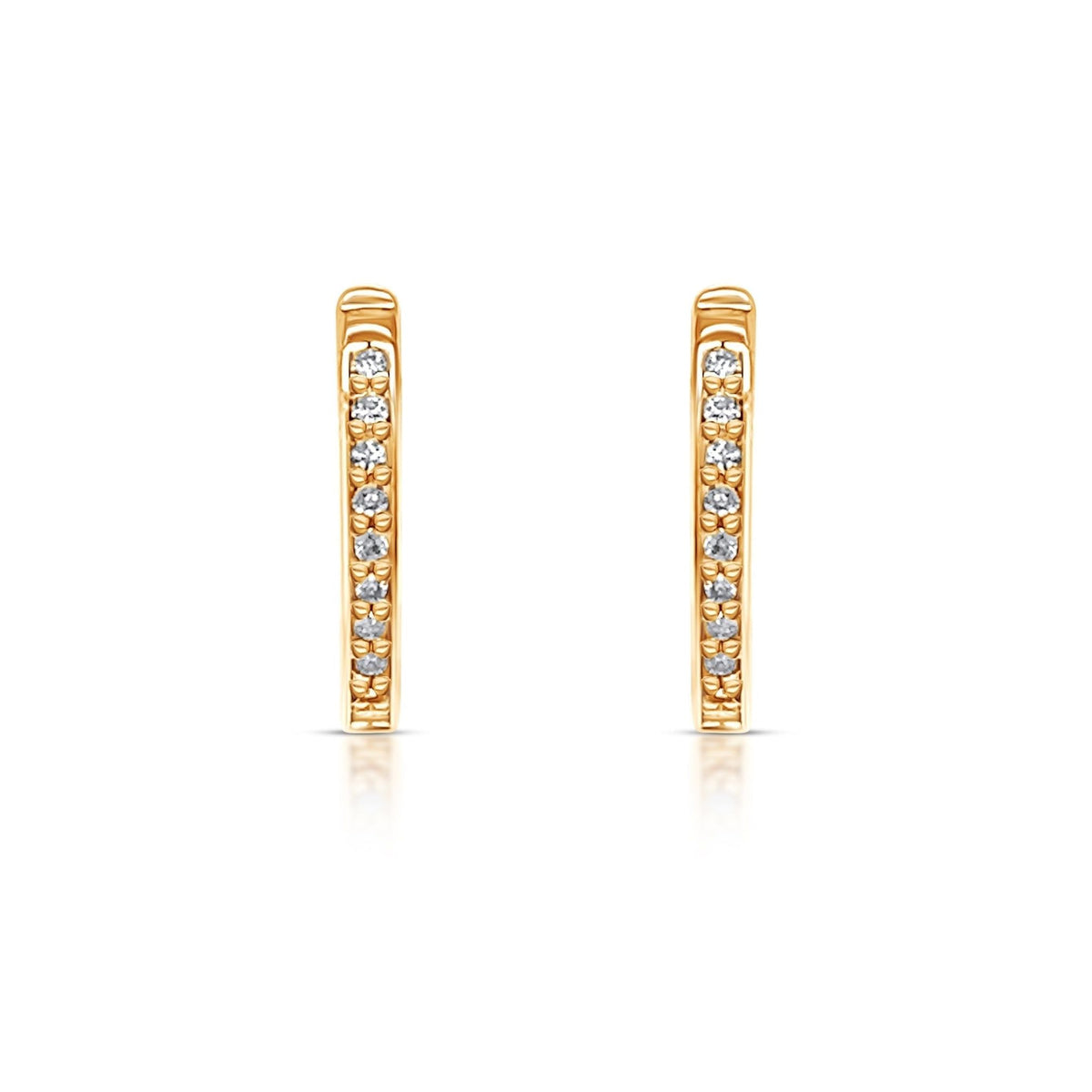 14k yellow gold oval diamond hoop earrings by Diamond Tales