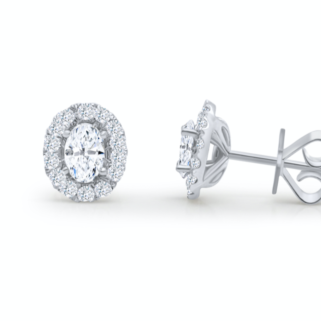 Oval gemstone earrings with removable diamond jackets in 18k gold – Diamond Tales